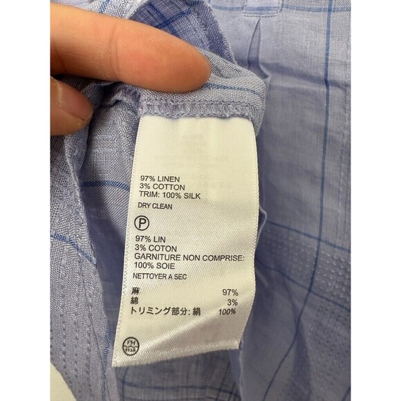 Tommy Bahama Women's Popover Linen Short Sleeve Blouse Blue Grid Size Small NEW - Picture 4 of 7